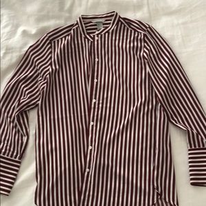 H&M maroon striped button down